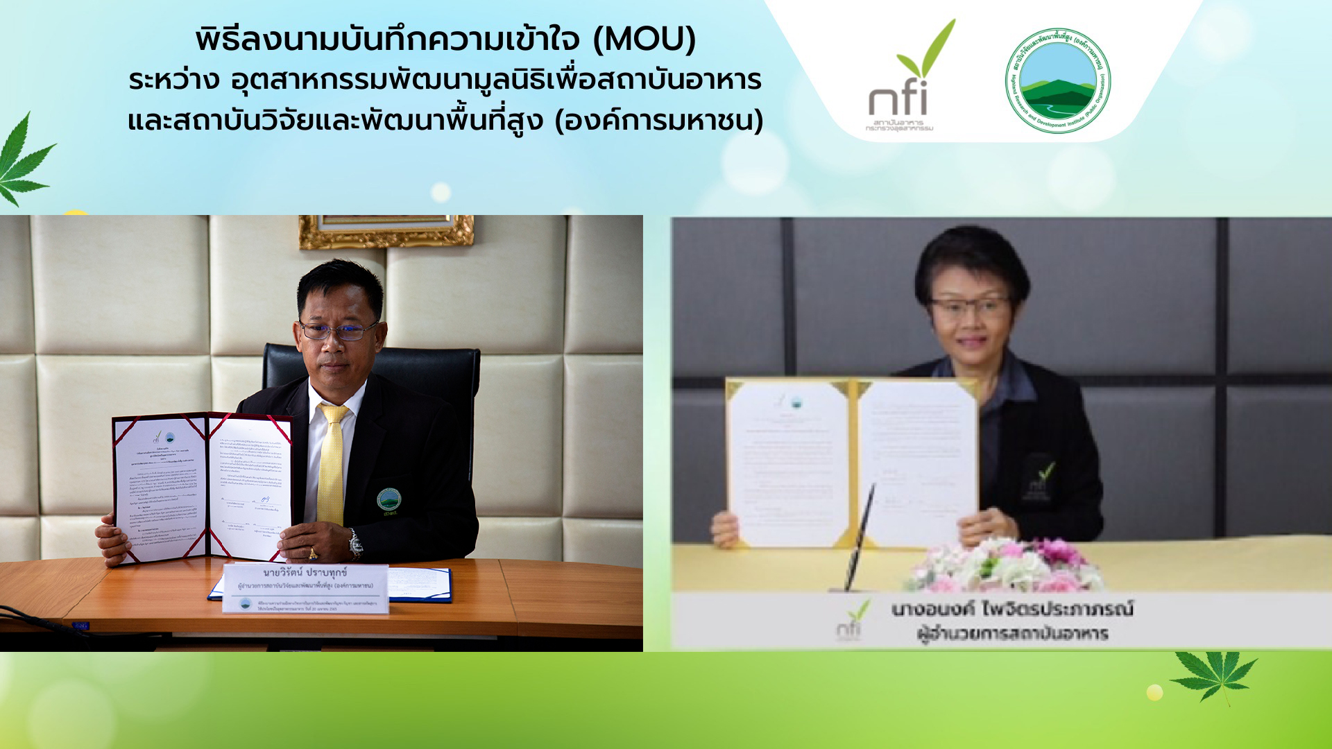 สวพส.จับมือสอห.พัฒนากัญชงกัญชาสู่อุตสาหกรรมอาหาร